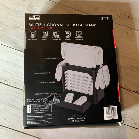 Nintendo Switch Storage Tower Stand | Game Disk Rack & Controller Holder - Black - Picture 3 of 4